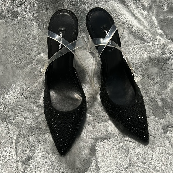 Nine West black and clear tie up heels ❤️‍🔥🖤❤️‍🔥 - Picture 1 of 8
